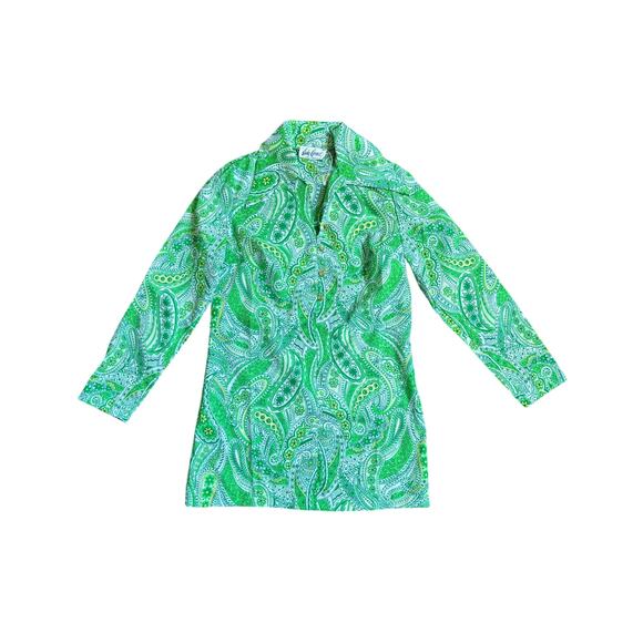 Green Paisley Lady Anne Blouse or Tunic Beach Cover Up - Picture 1 of 10